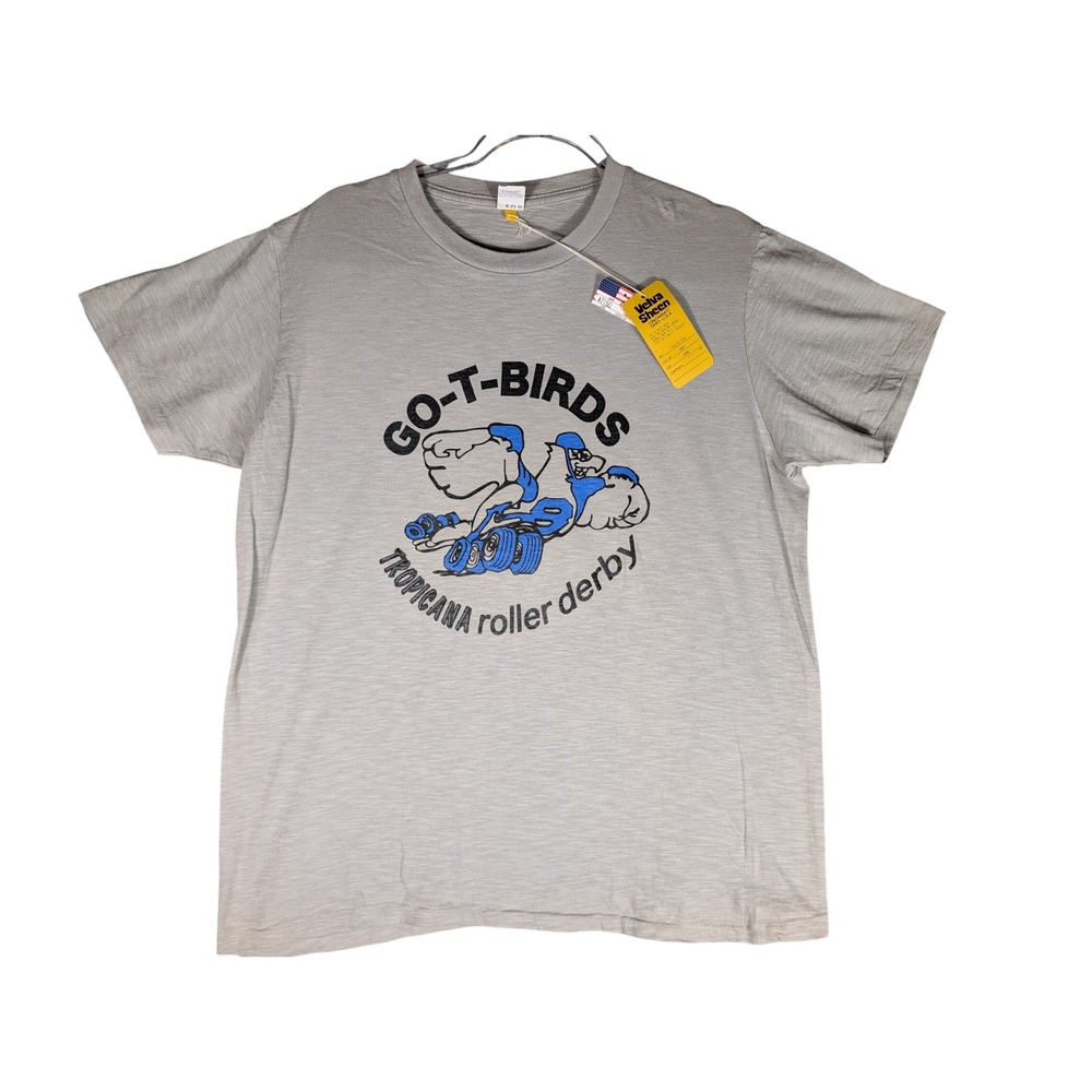 Velva Sheen Go T-Birds Roller Derby Graphic T-Shirt Mens L Heather Gray NWT USA